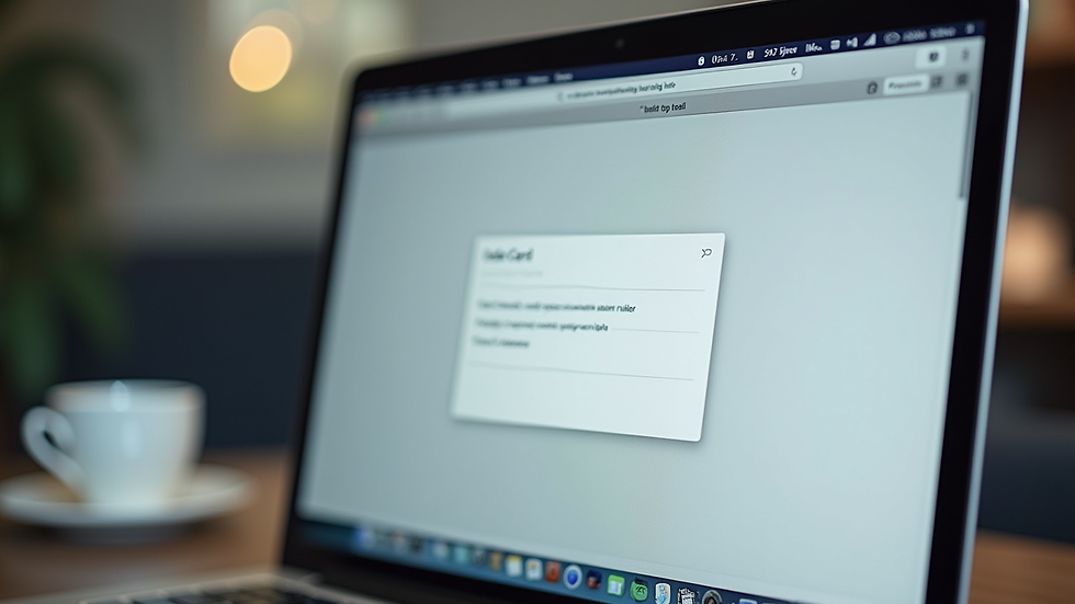 Close-up view of a digital index card template on a laptop screen