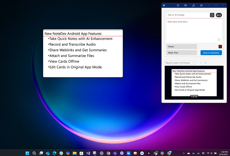 Pin a Card on your Desktop (Windows only)