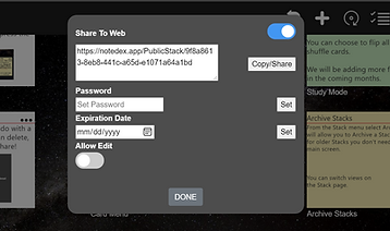 share options for NoteDex