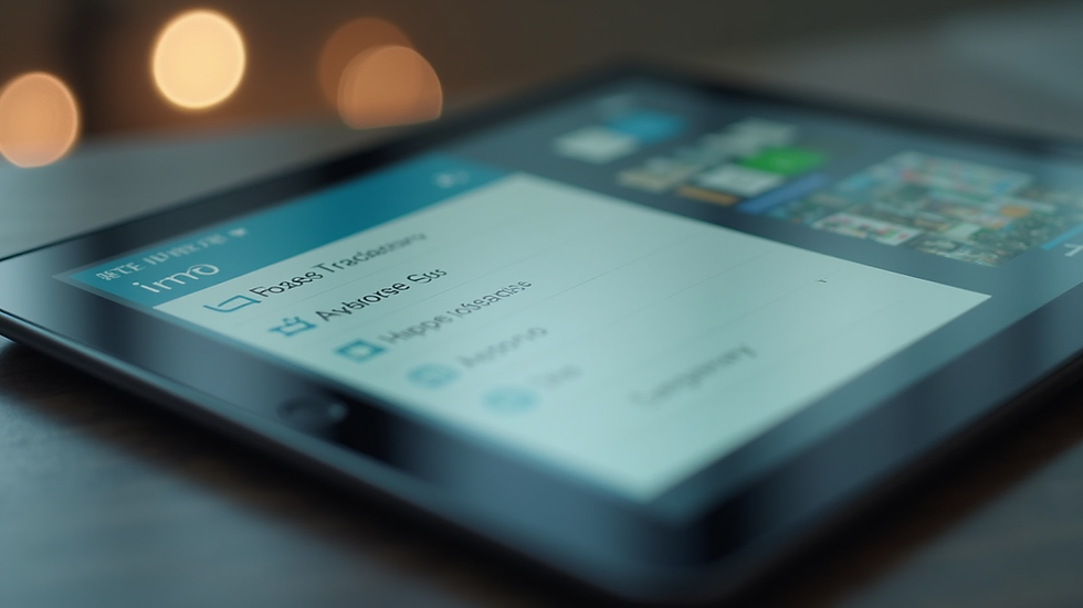 Close-up view of a digital index card on a tablet screen
