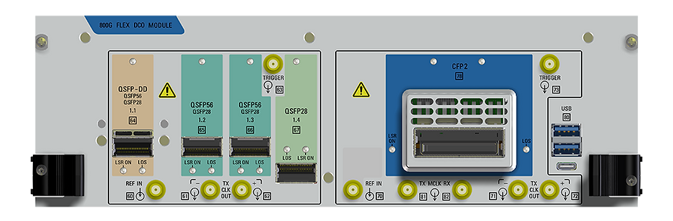 800G FLEX DCO 模組支援 QSFP-DD, QSFP-56/28 及 400G CFP2-DCO,與 4 x 100GE, 2 x 200GE 及 8 x 50GE breakout