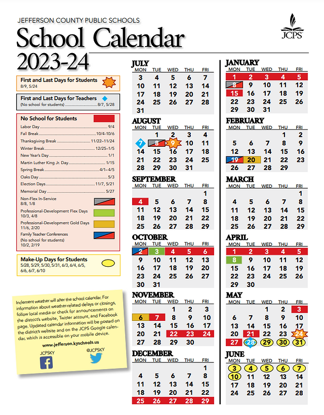 Official JCPS Calendar 2023-24 Official JCPS Calendar 2023-24