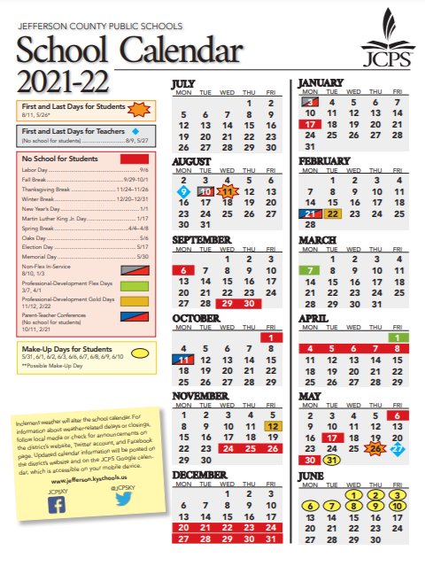Jcps School Calendar 2022 Printable Calendar 2022