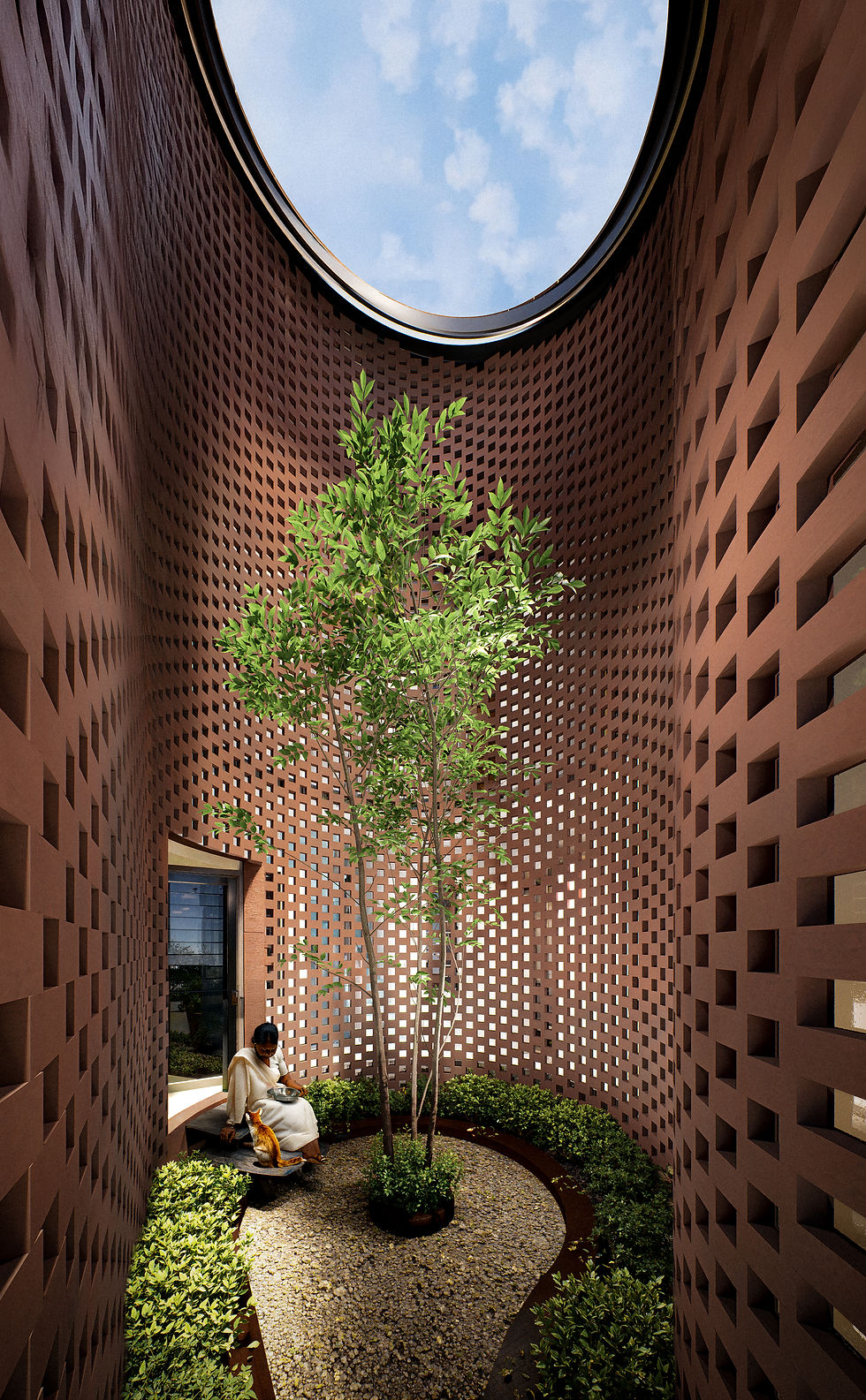 An interior courtyard,, vivid design