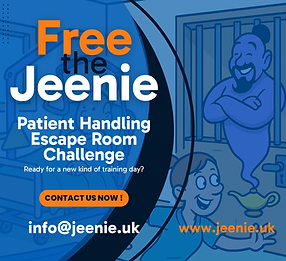 Free the Jeenie: Patient Handling Escape Room Challenge.  Contact us now! info@jeenie.uk www.jeenie.uk