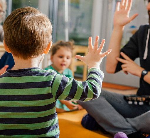 Children and teacher at church