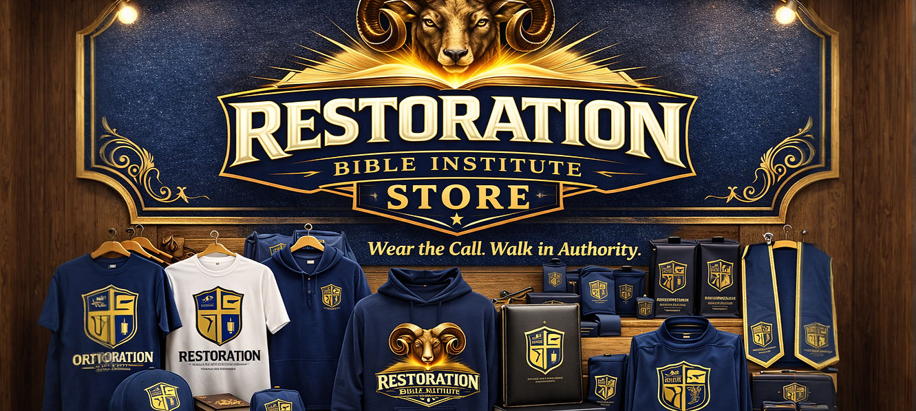 Restoration Bible Institute store displa