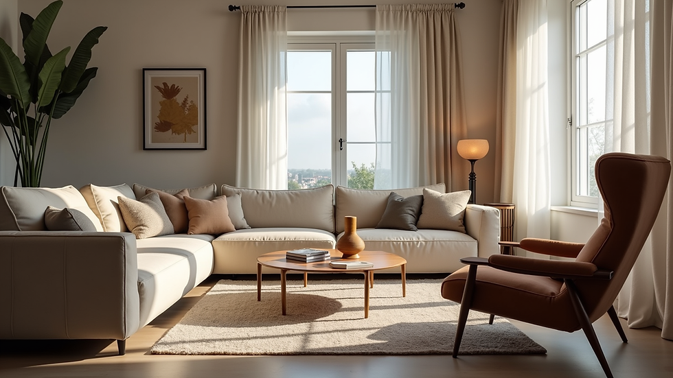 Eye-level view of a cozy living room with modern decor