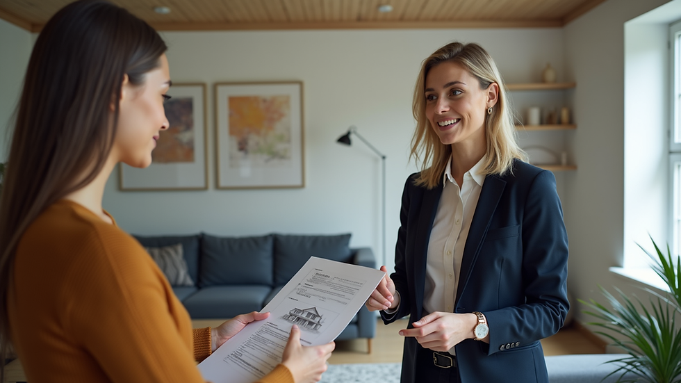 Eye-level view of a real estate agent discussing property details with a client