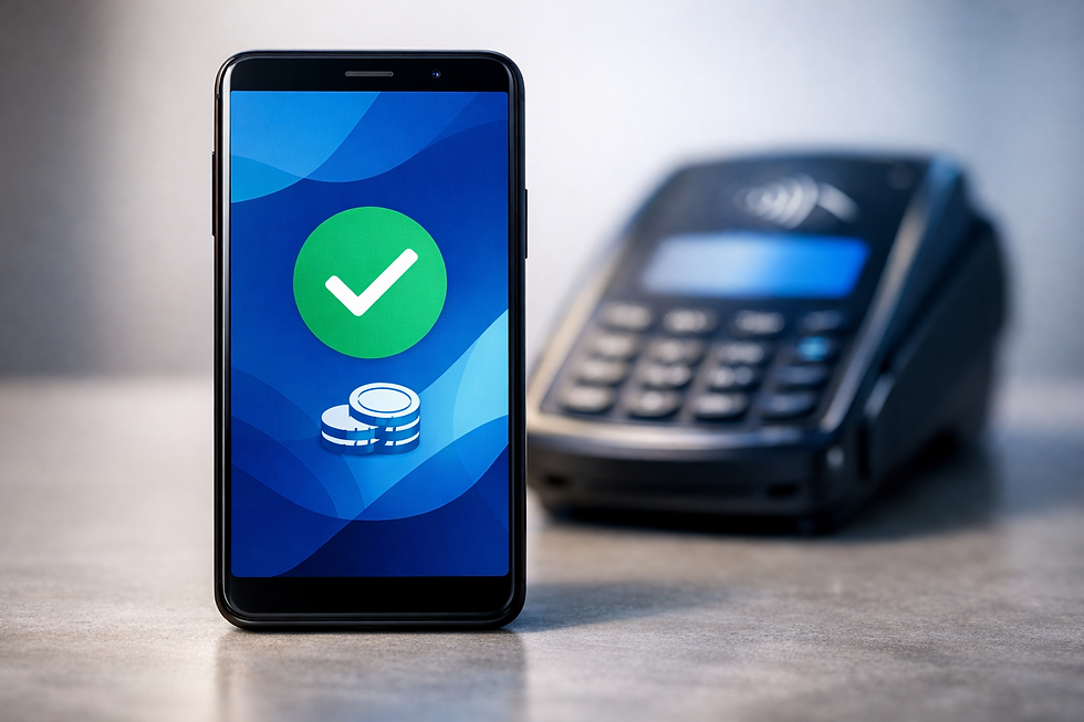 Een betaling via een telefoon