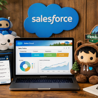 Laptop met poppetjes van Salesforce