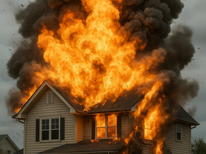 Een huis wat in brand staat
