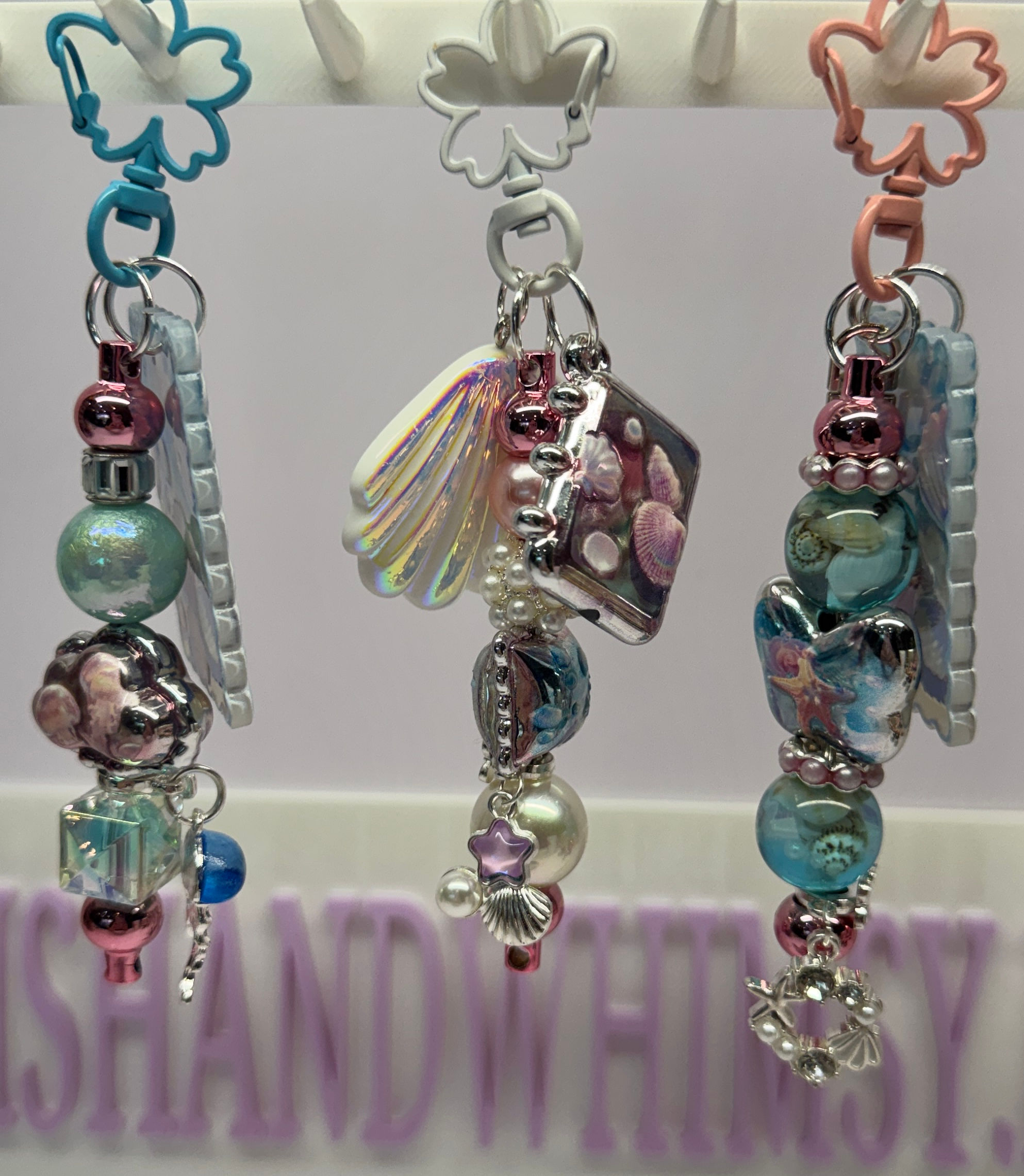 Beaded Ocean Keychain or Bag Charm