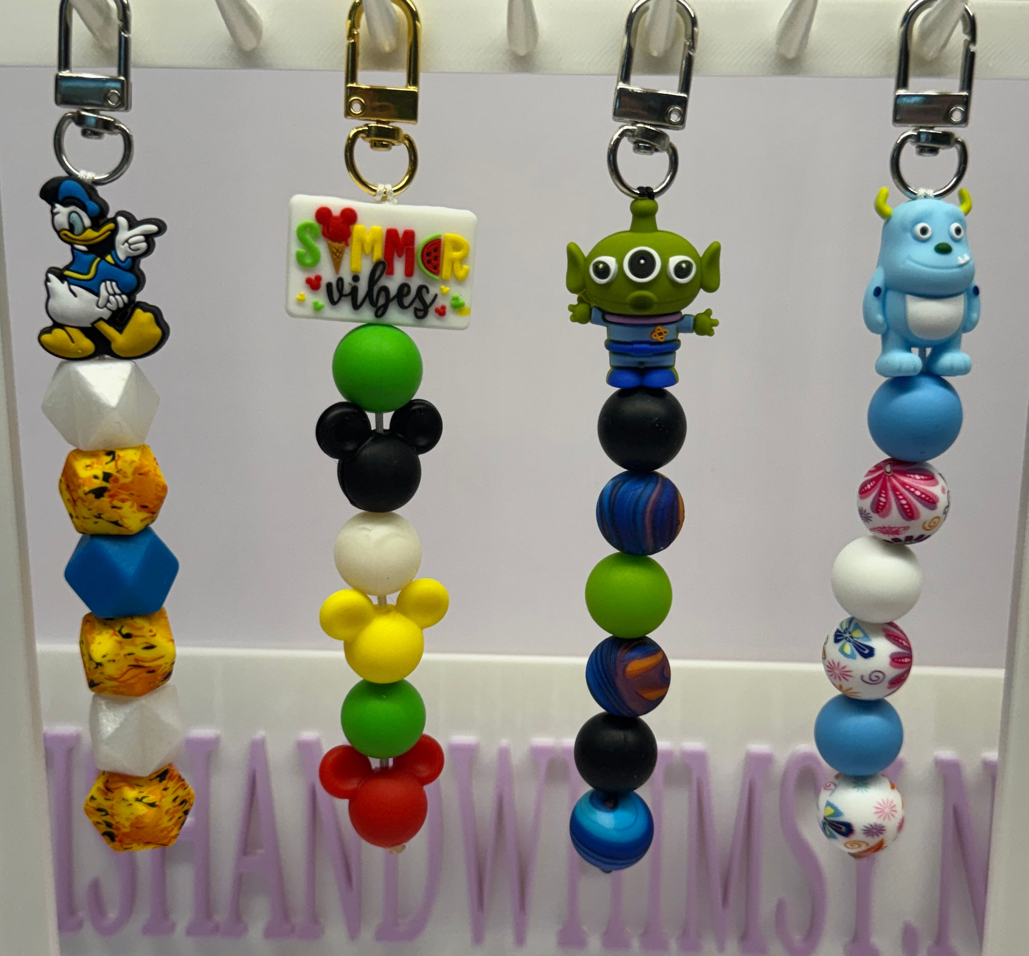 Silicone Beaded Disney Keychain or Bag Charm