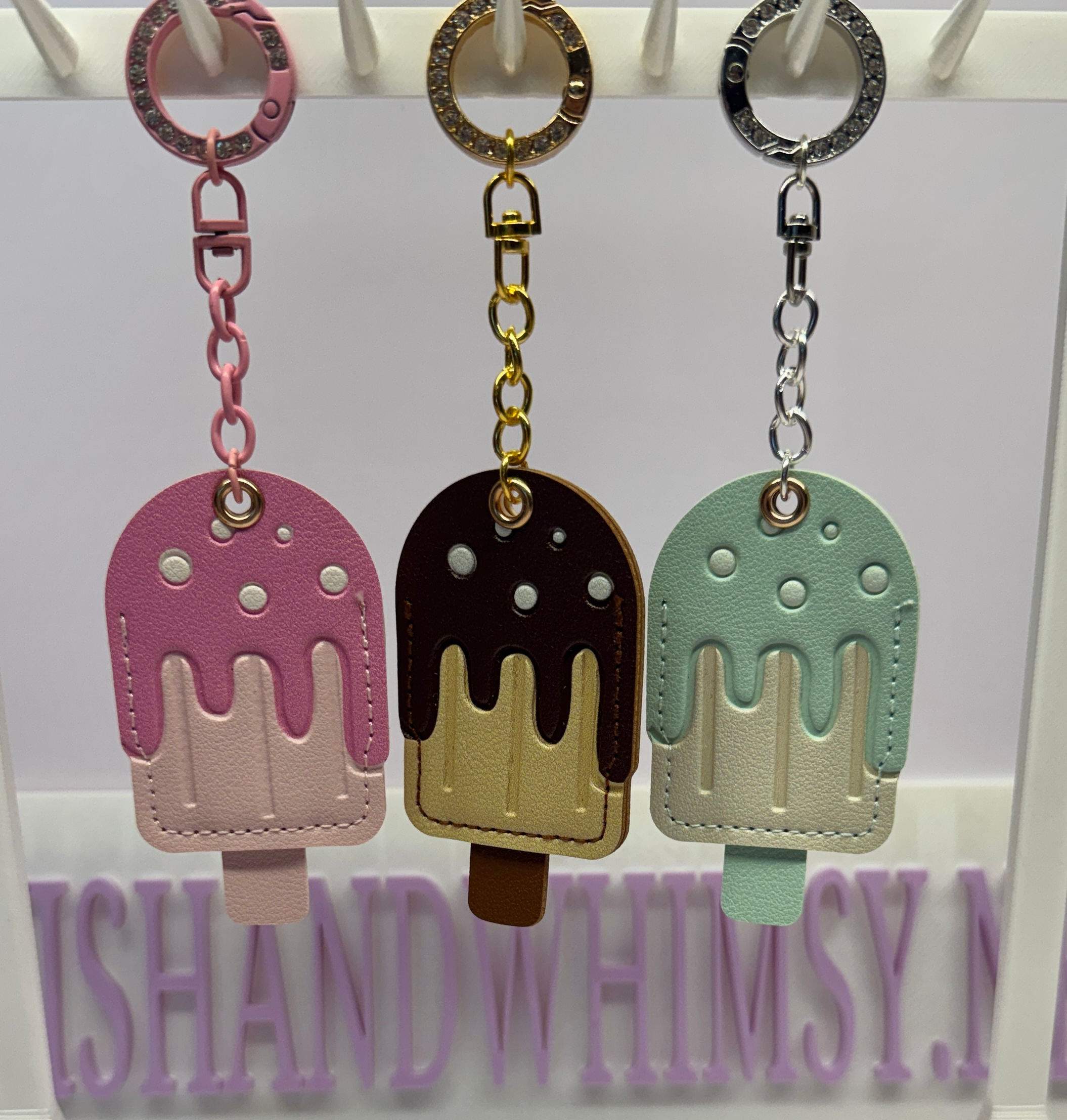 Leather Popsicle Keychain or Bag Charm