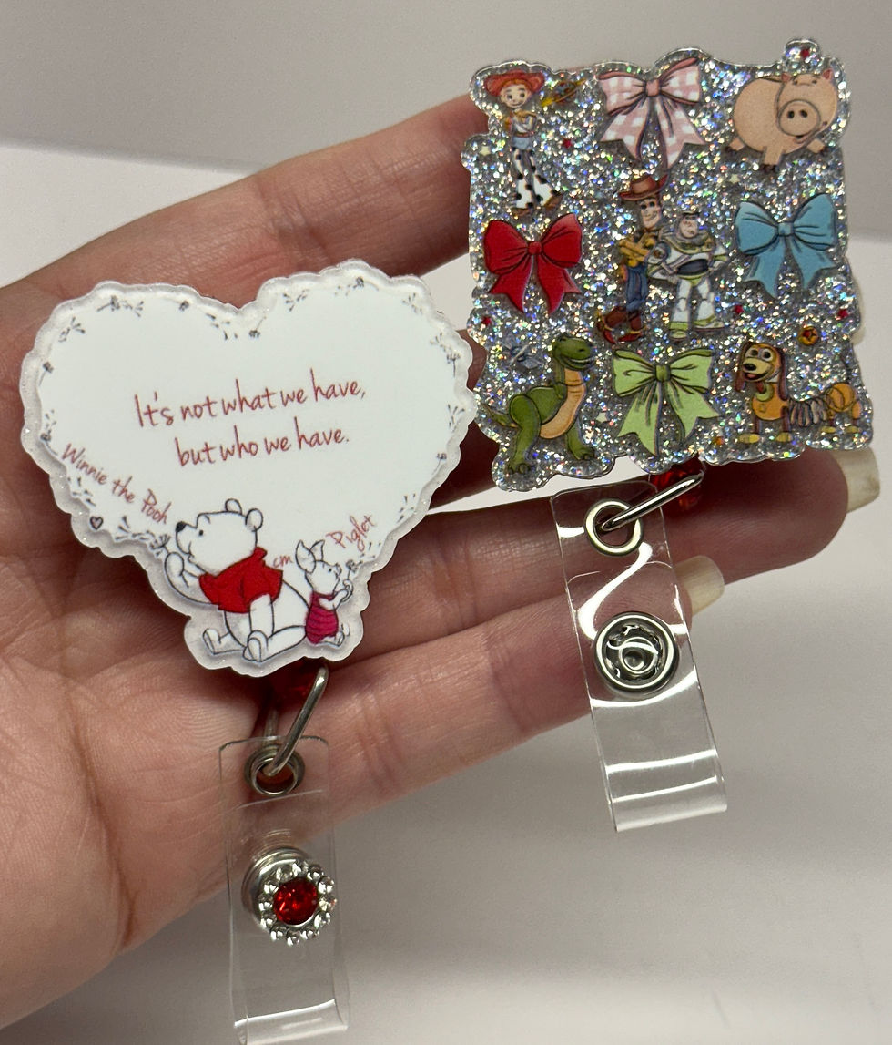 Thumbnail: Pooh, Mickey, Toy Story and Star Wars Beaded and Nonbeaded Badge Reel