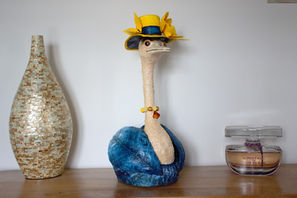 autruche en papier maché