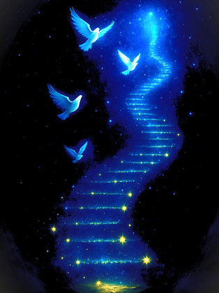 Stairway of light symbolizing spiritual journey and hope