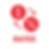 Red icon showing exchange between dollar and percentage signs with the text RATES