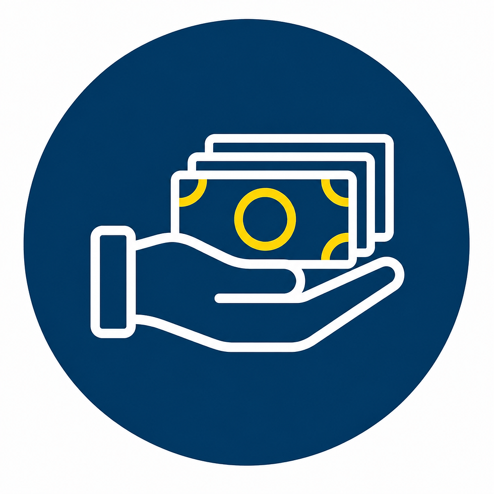 Icon of a hand holding a stack of cash bills