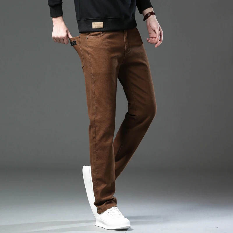 Calça Sarja Masculina Slim Fit em Tom Terroso