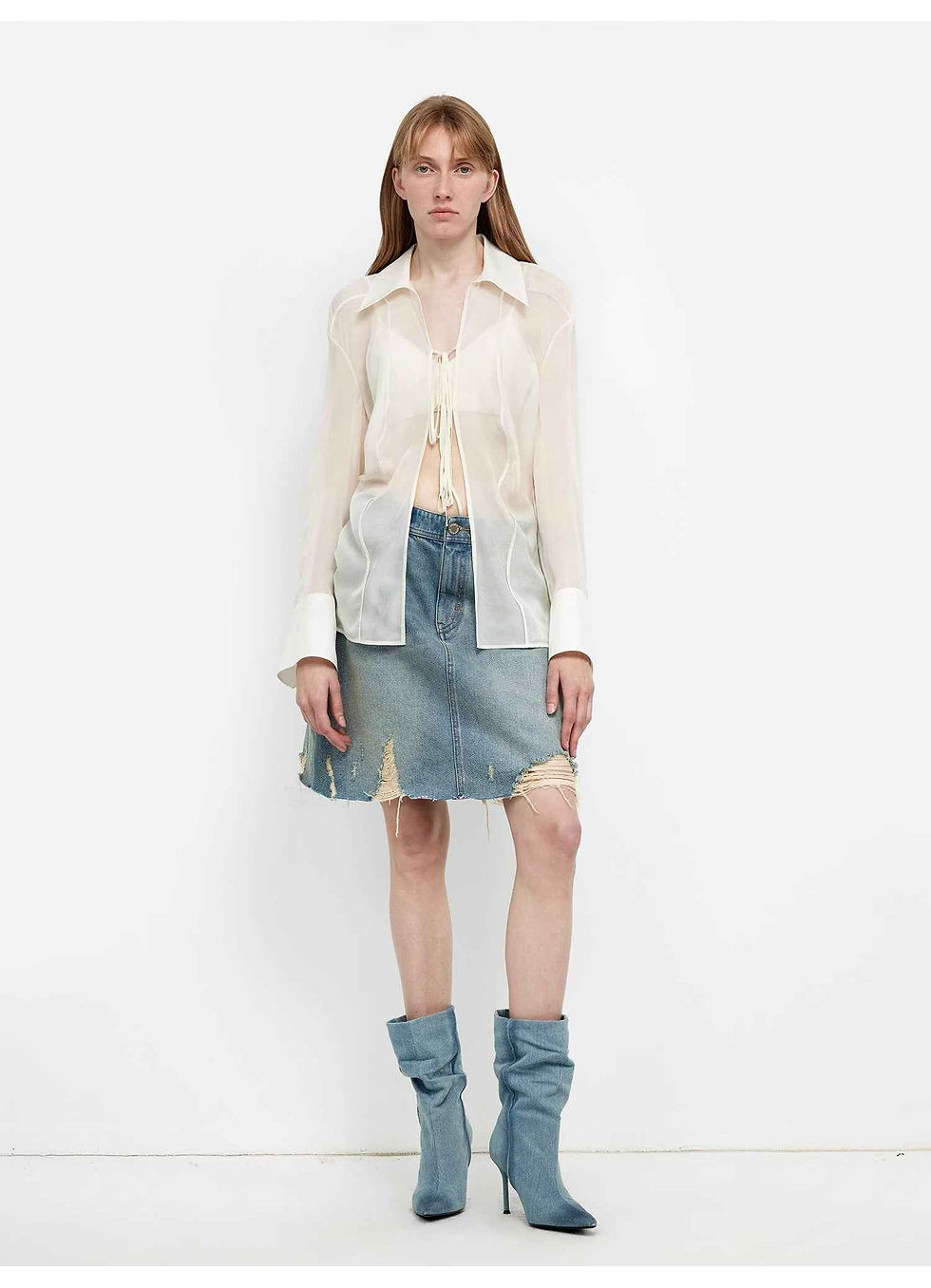 Miniatura: Silk Chiffon Light and Hazy Feeling Cool Drape Lace-Up Sun