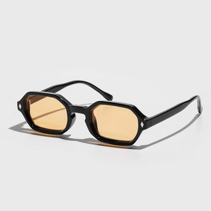 Novo retro pequeno polígono retângulo óculos de sol feminino tons uv400