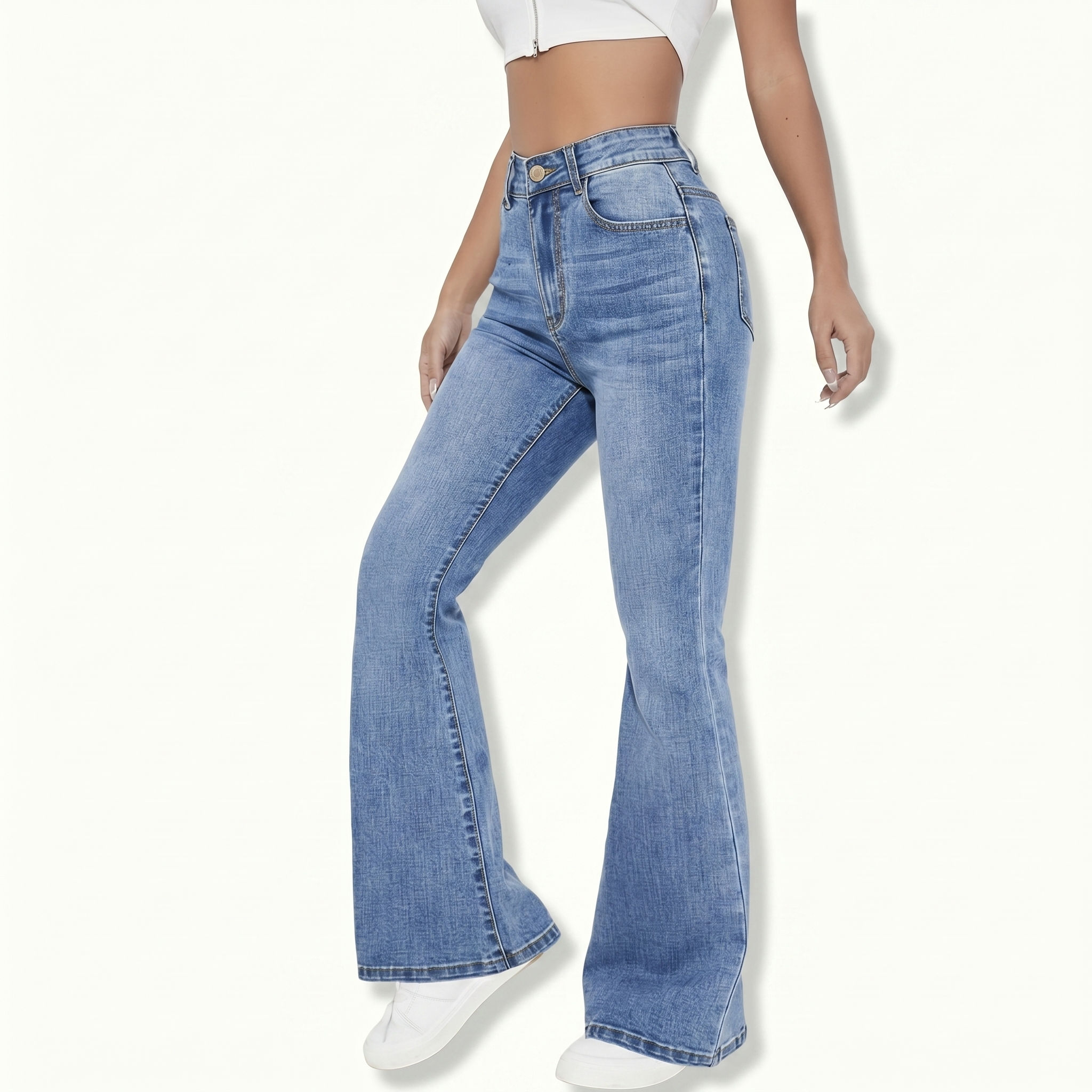 Calças Jeans Femininas Leves e Casuais com Micro Flare