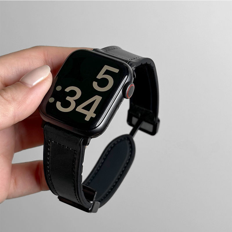 Miniatura: Pulseira de couro + silicone para apple watch band ultra 49mm 44mm 45mm 41mm 46m
