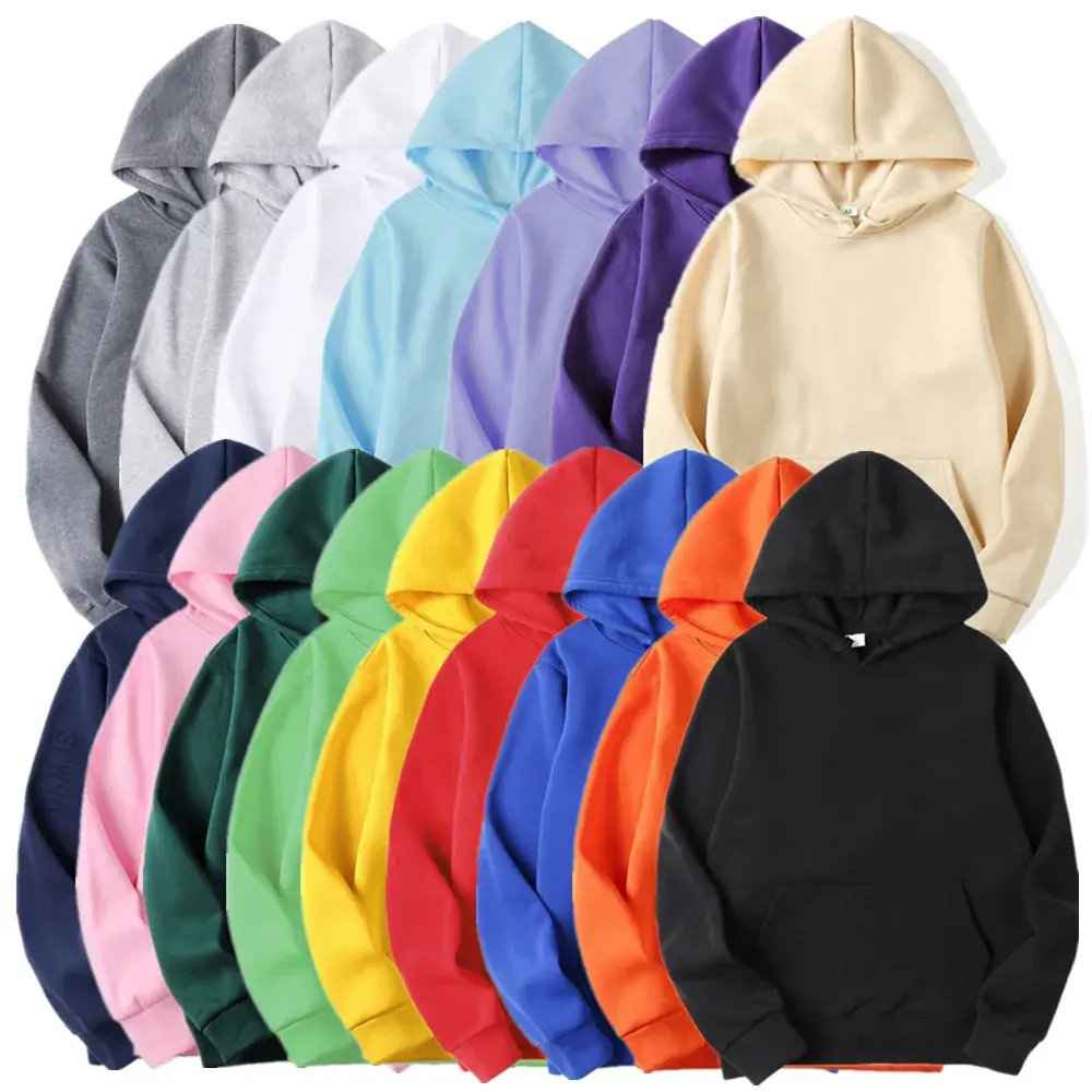 Moletom Unissex com Capuz – Casual Cor Sólida (Primavera/Outono/Inverno)
