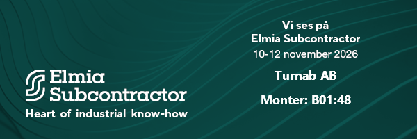 Turnab ställer ut på Elmia Subcontractor 10–12 november 2026 i monter B01:48