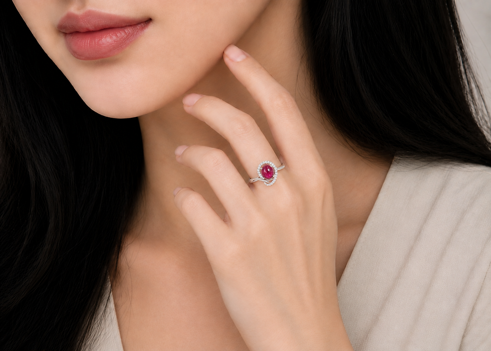 Thumbnail: 1.5ct  Ruby set with  Diamond  and 18K  White Gold