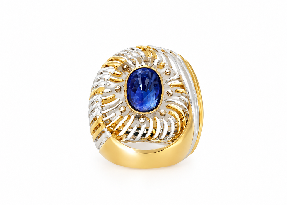 Thumbnail: 5ct royal blue sapphire and diamond cocktail ring
