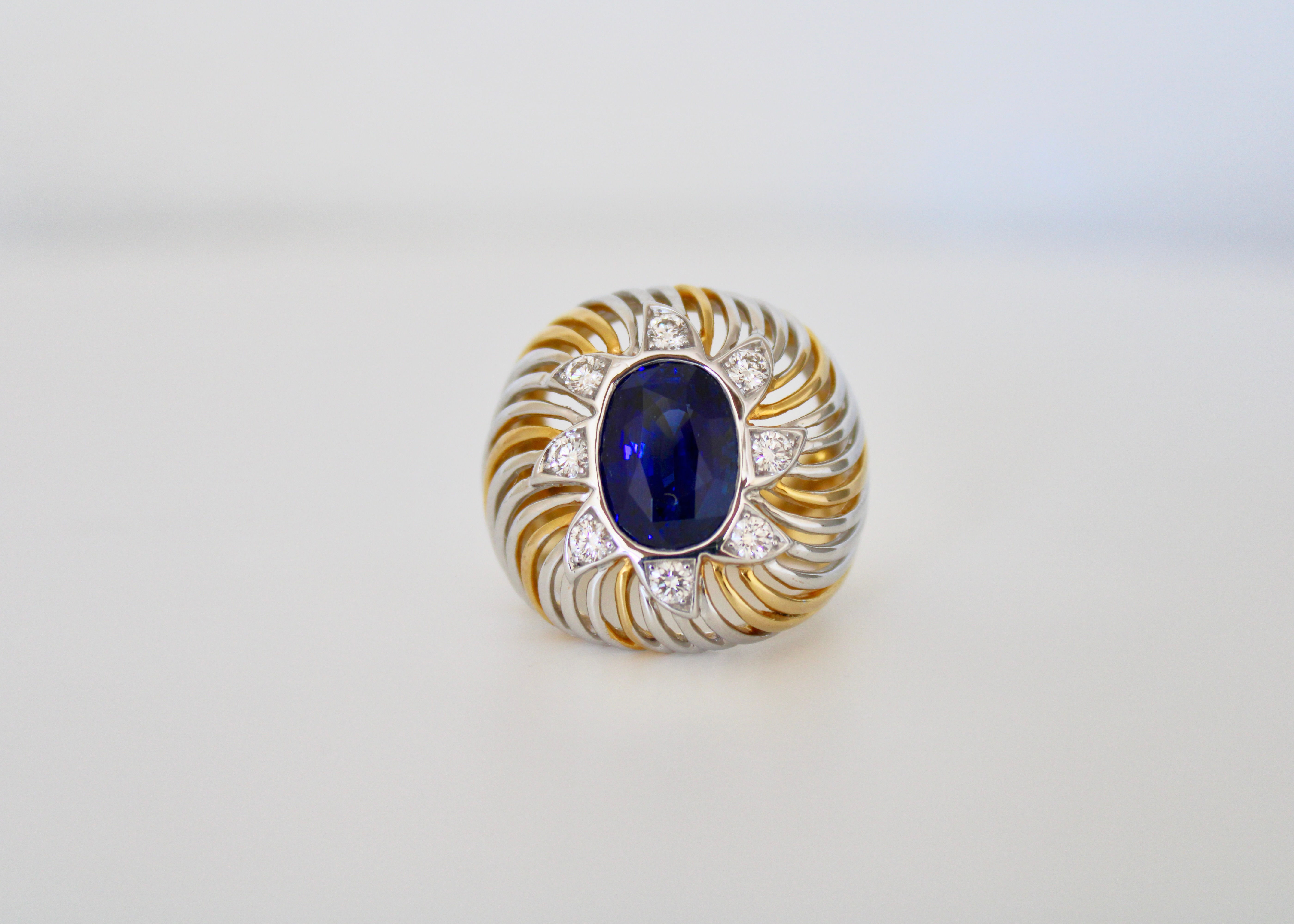 5ct royal blue sapphire and diamond cocktail ring