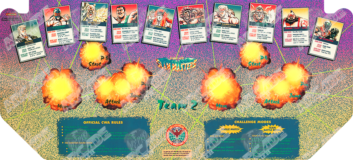 Slam Masters Team 2  - Arcade Control Panel Overlay Vinyl