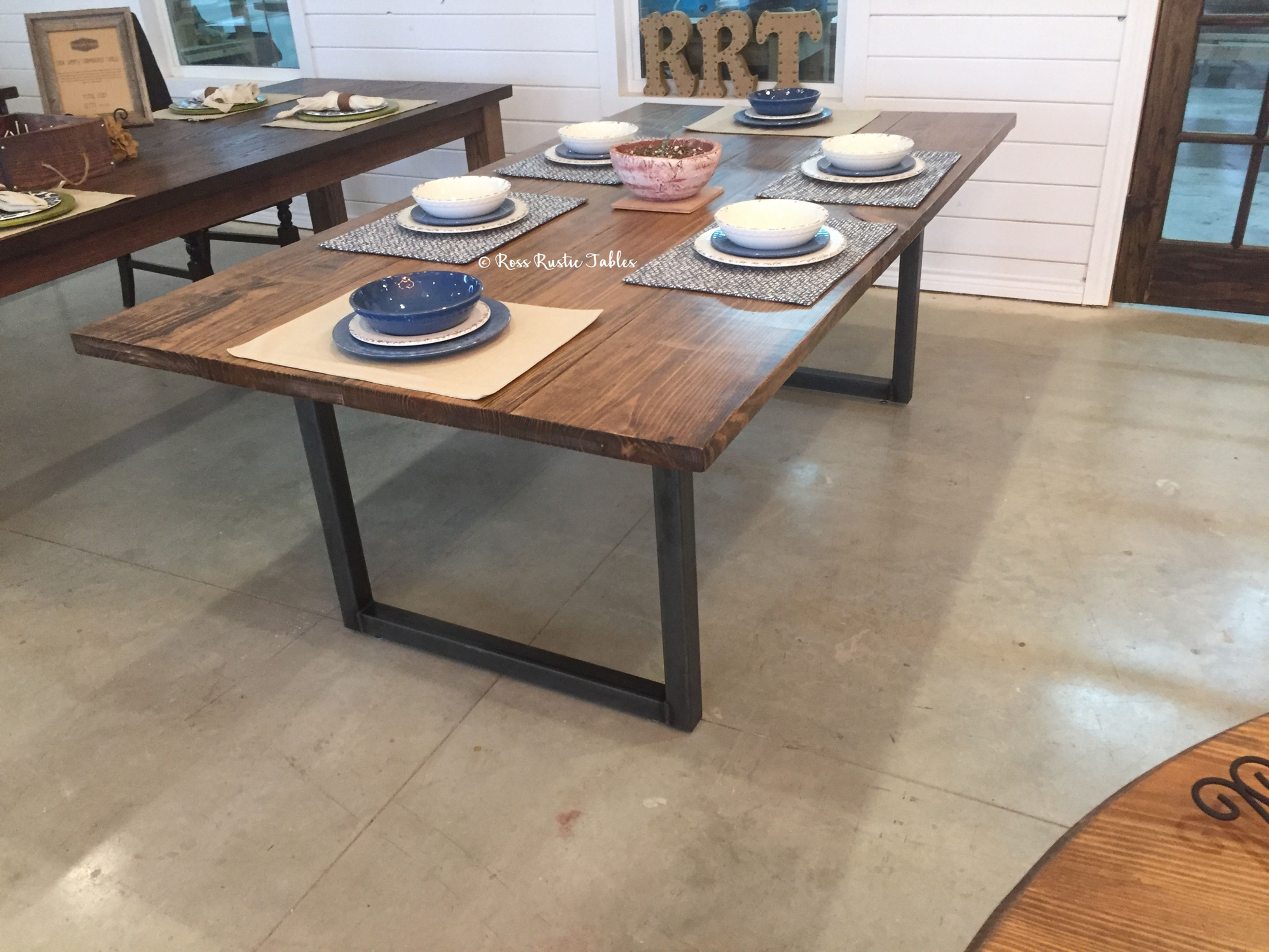 "U" Leg Metal & Wood Table