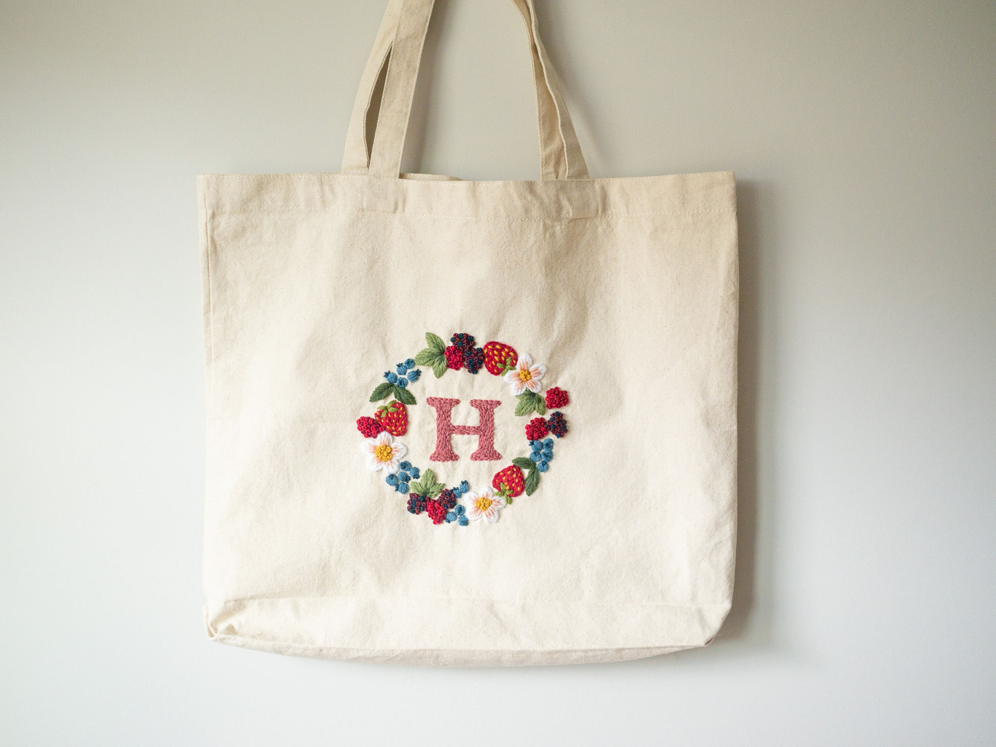 "berry picking" tote bag - with alphabet template!