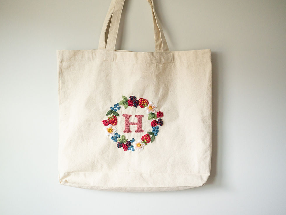 "berry picking" tote bag - with alphabet template!