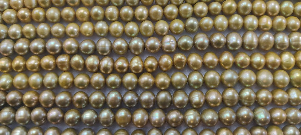 Thumbnail: 8-9mm Golden Green Semi-round Freshwater Pearl Strand (A)