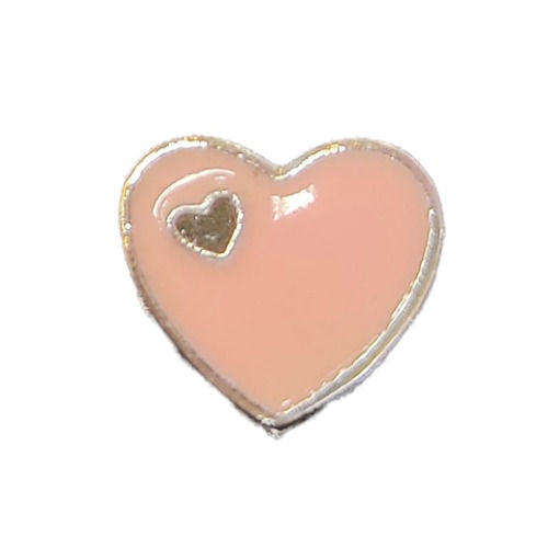 Miniatura: Silver Micro Pave Cubic Zirconia Pink Enamel Heart Shape Spacer Beads