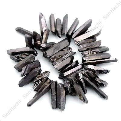 Black Titanium Aura Quartz Stick Beads Strand