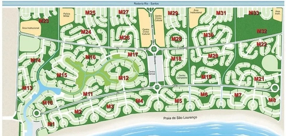 Mapa com módulos na Riviera