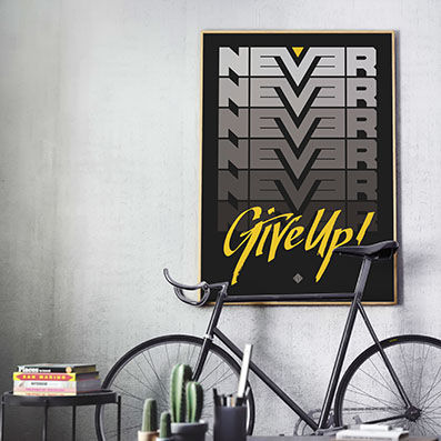 Thumbnail: Never Give Up Poster - Black - Digital Download