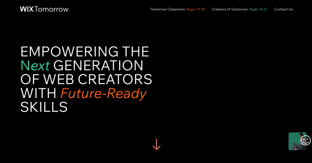 Wix Tomorrow homepage