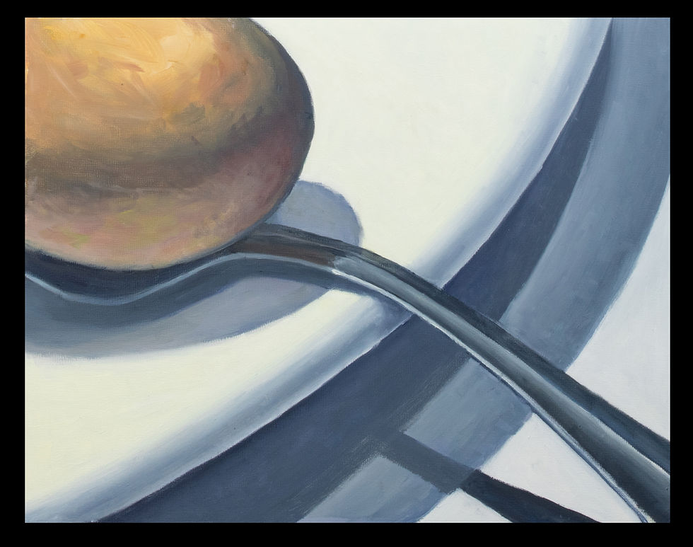 paiinting of an egg and spoon contemporary still life paintings