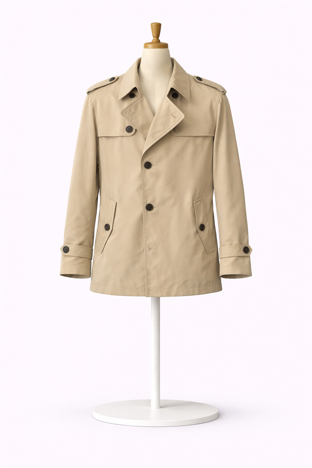 trenchcoat kort beige heren