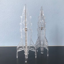 art object karton kunst go the kunststof on ruimtelijk space reizen raket avontuur plastic travel miniatuur onderweg kunstvoorwerp adventure ruimteschip cardboard spaceship rocket submarine miniature multiple onderzeeboot zeppelins blimps