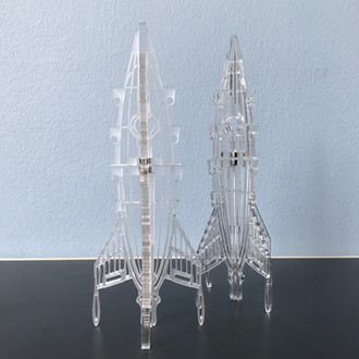 art object karton kunst go the kunststof on ruimtelijk space reizen raket avontuur plastic travel miniatuur onderweg kunstvoorwerp adventure ruimteschip cardboard spaceship rocket submarine miniature multiple onderzeeboot zeppelins blimps