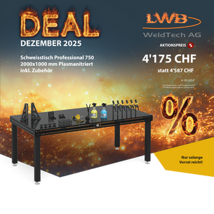 Bild einer Aktion für einen Schweisstisch in der Grösse 2000x1000mm inklusive Zubehör