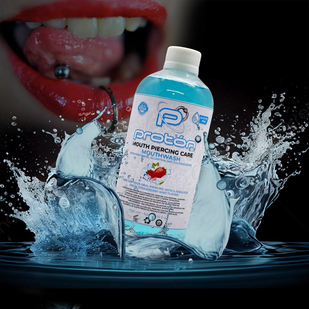 Proton Mouth Piercing Care - Chlorhexidine Mouthwash (0.12%) - 500 ml - 16.9 Oz.